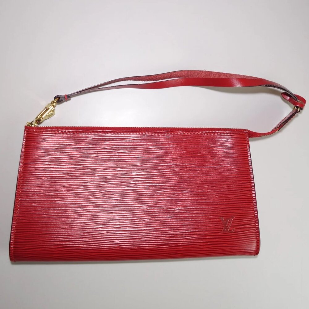Vintage Louis Vuitton Red Epi Pochette Shoulder & Hand Bag Made In France